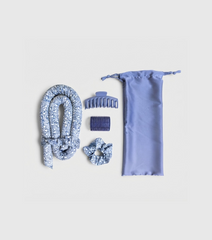 Hill House x Wet Brush Heatless Curler Set - Cornflower Ditsy Thistle - Satin Rod, Curler, Claw Clip, 2 Scrunchies