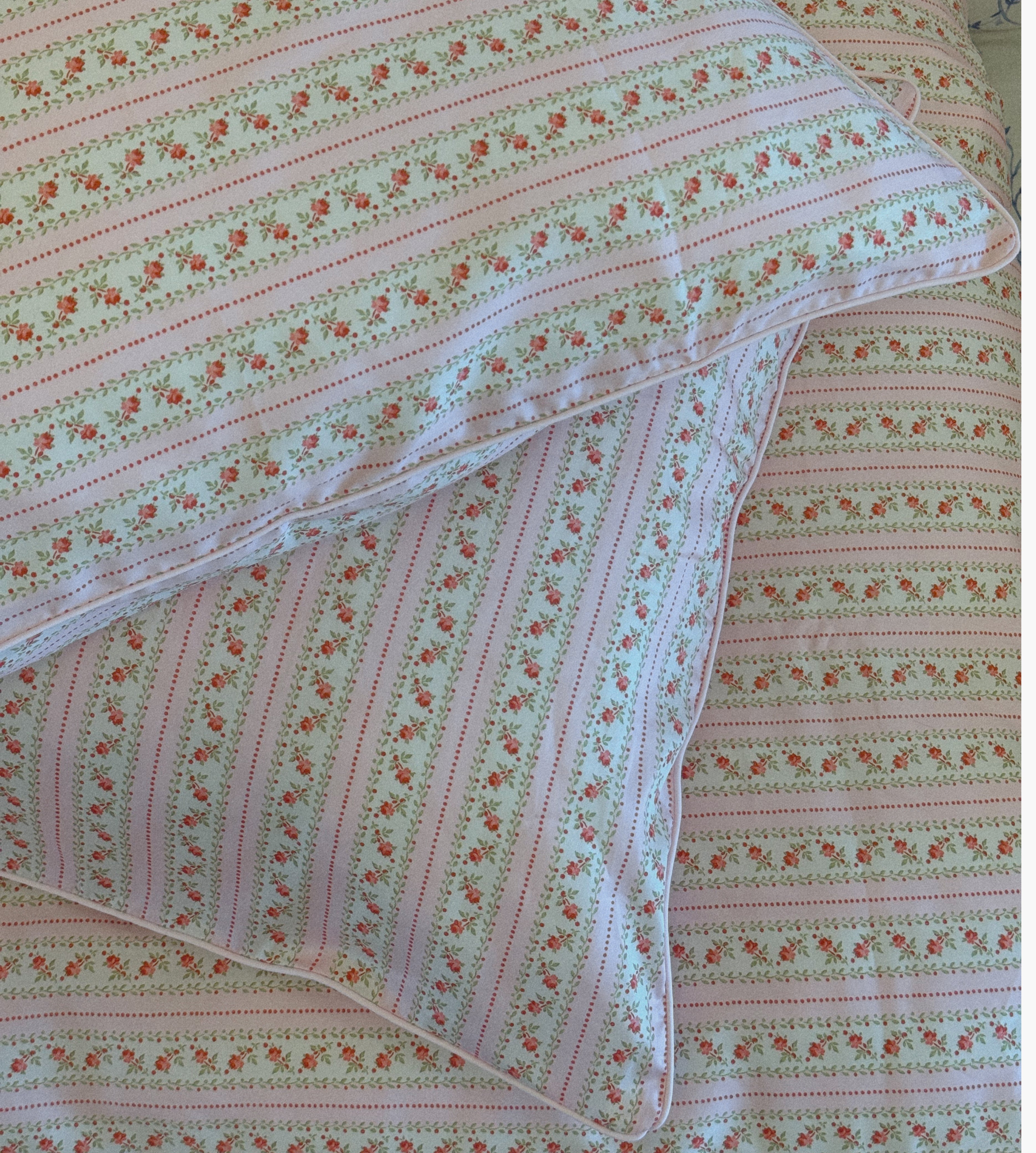 The Euro Sham - Pink Floral Dot Stripe