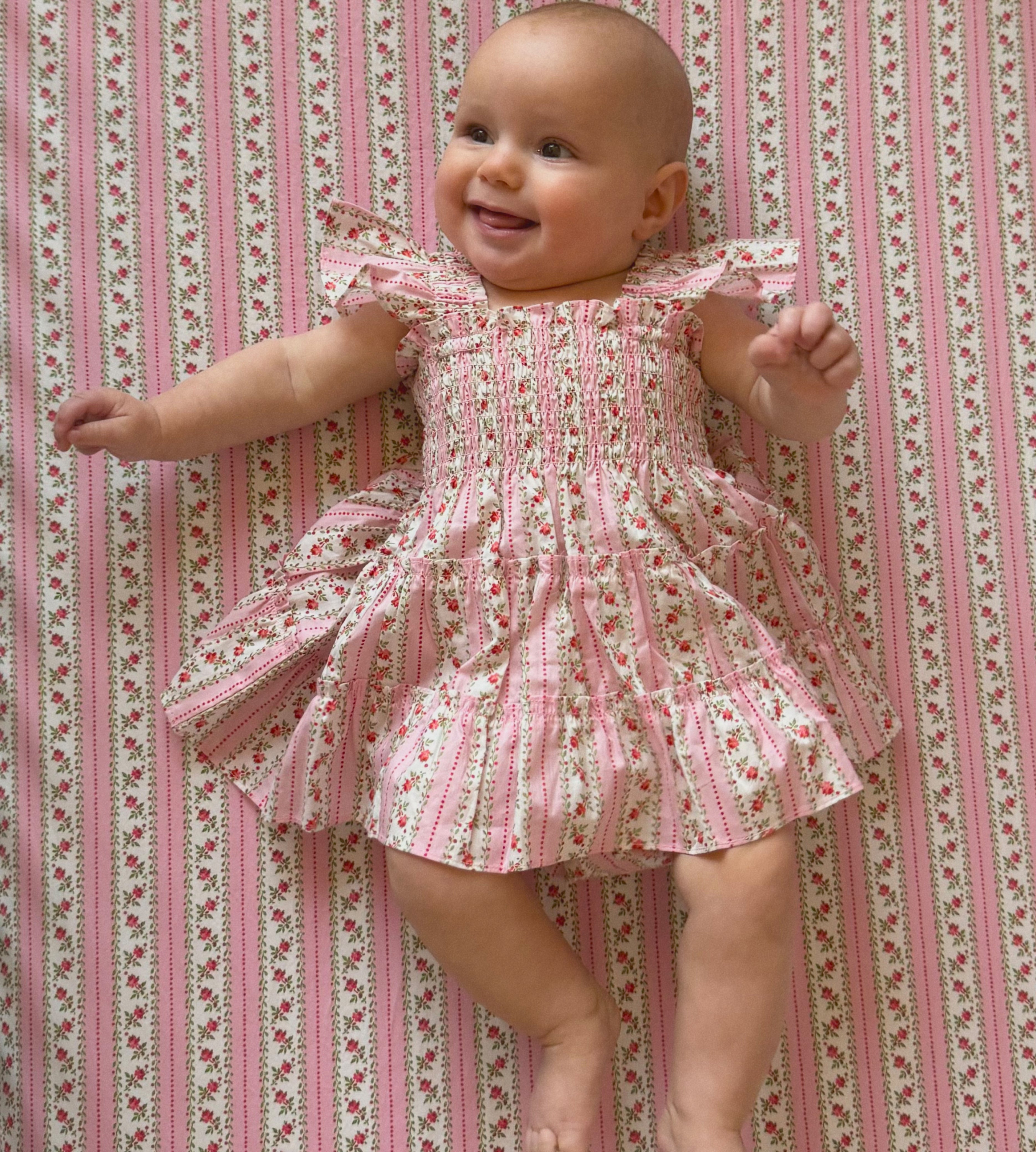 The Crib Sheet - Pink Floral Dot Stripe