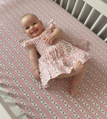 The Crib Sheet - Pink Floral Dot Stripe