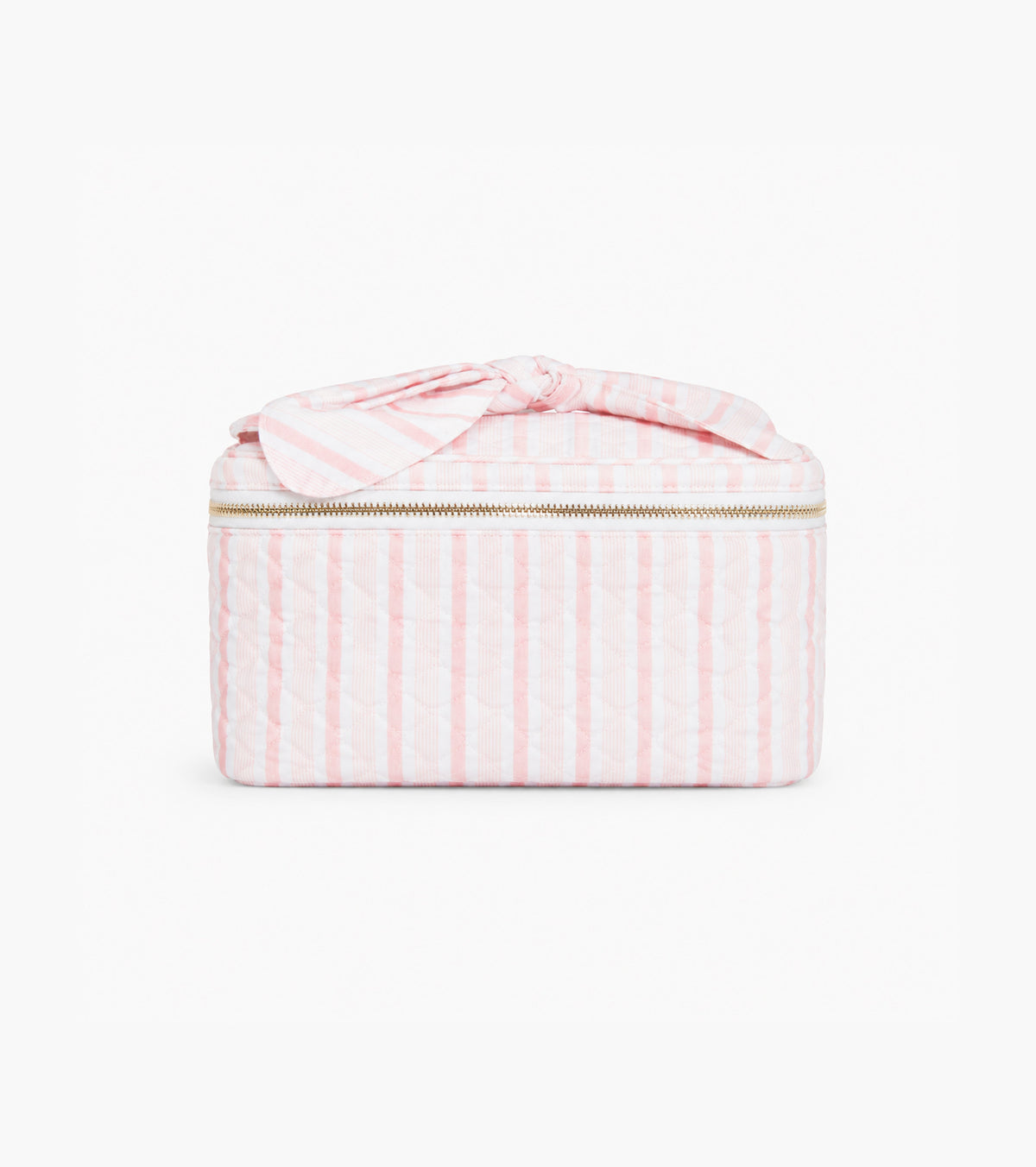 The Bow Top Cosmetic Bag - Pink Variegated Stripe