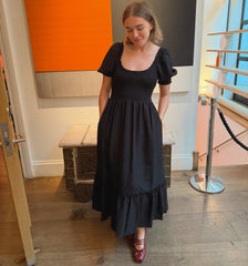 The Louisa Nap Dress - Black Tonal Seersucker