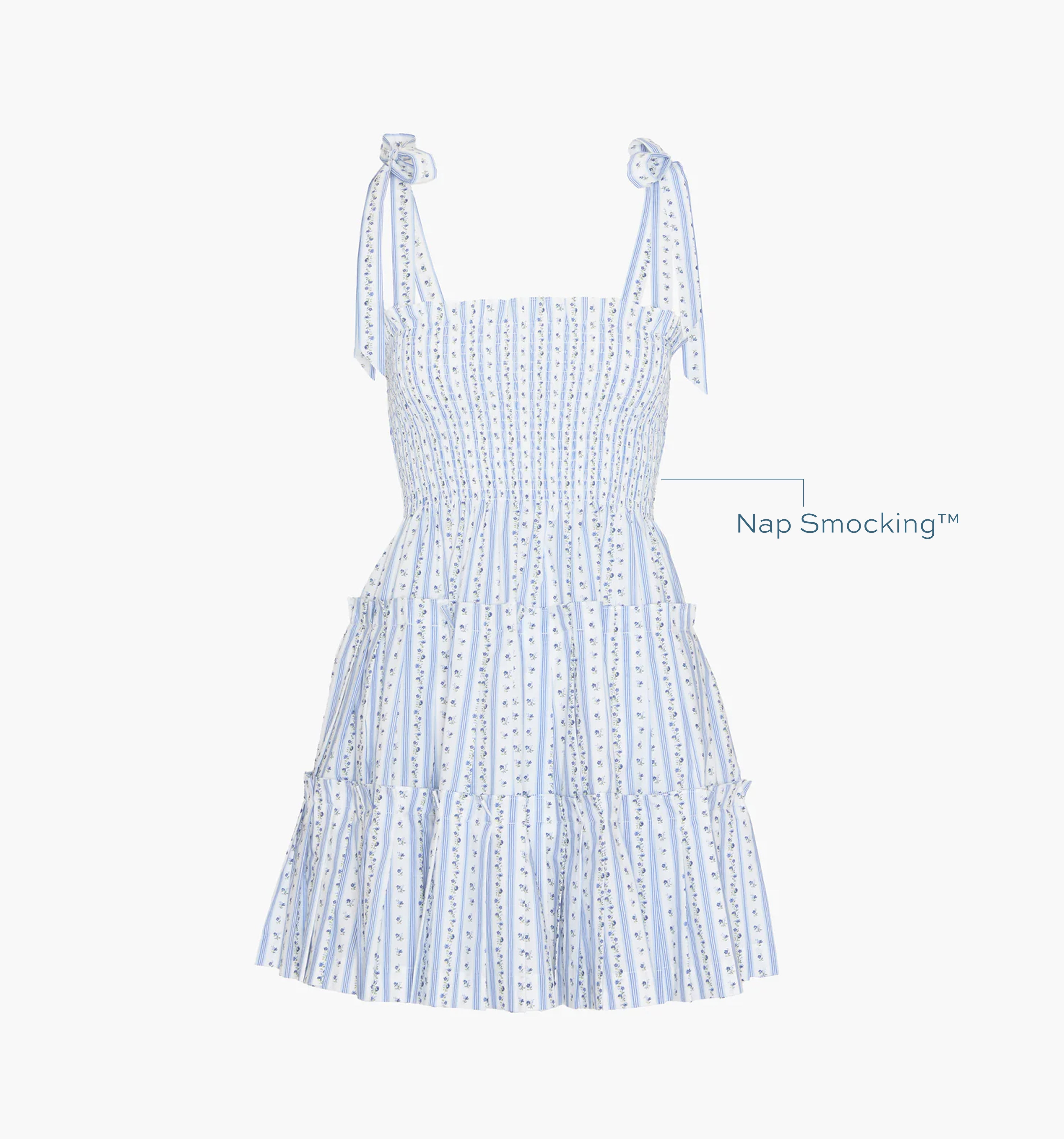 The Ribbon Charlotte Nap Dress - Blue Petal Stripe
