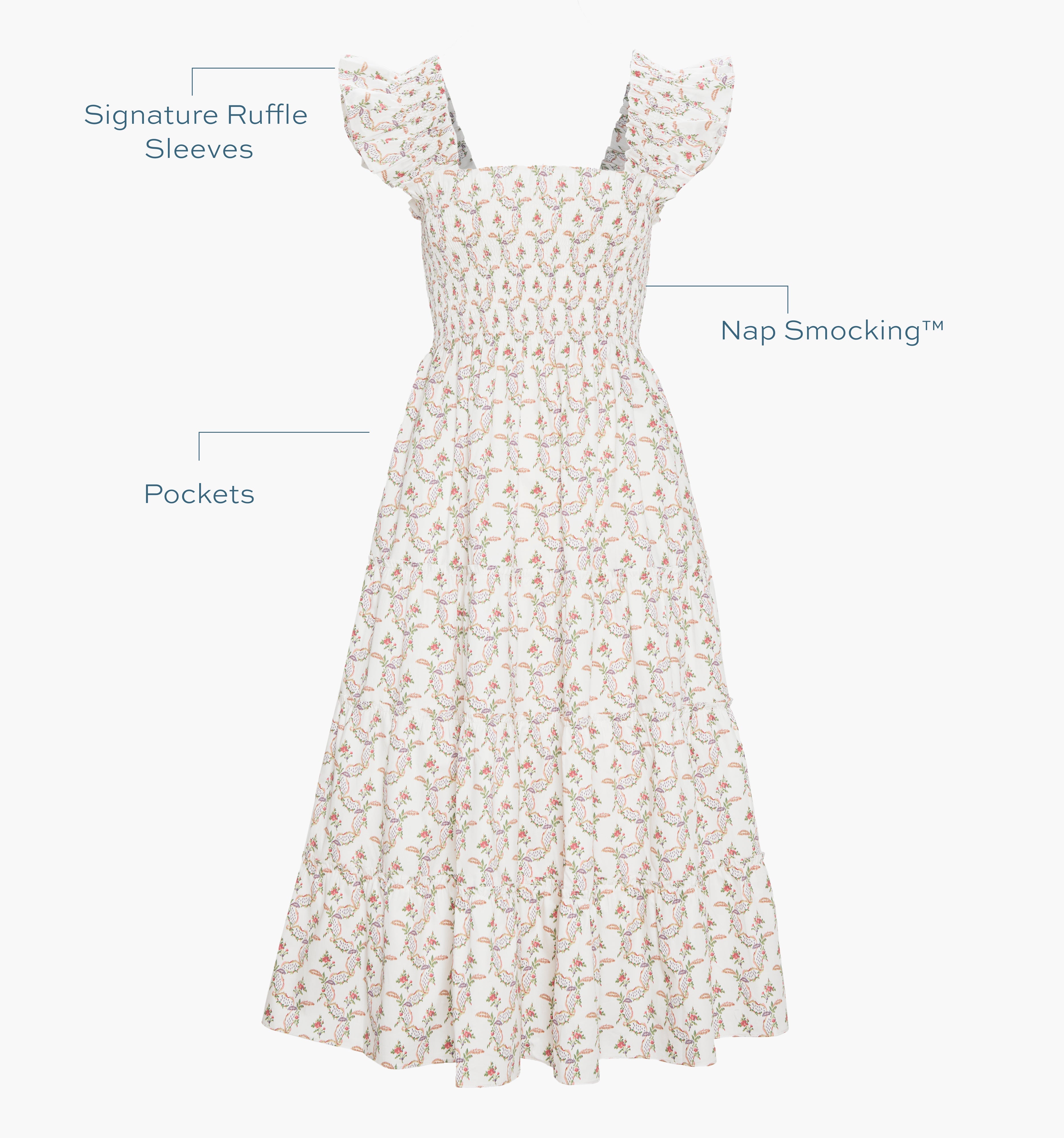 The Ellie Nap Dress - Pink Ribbon Rose Ikat