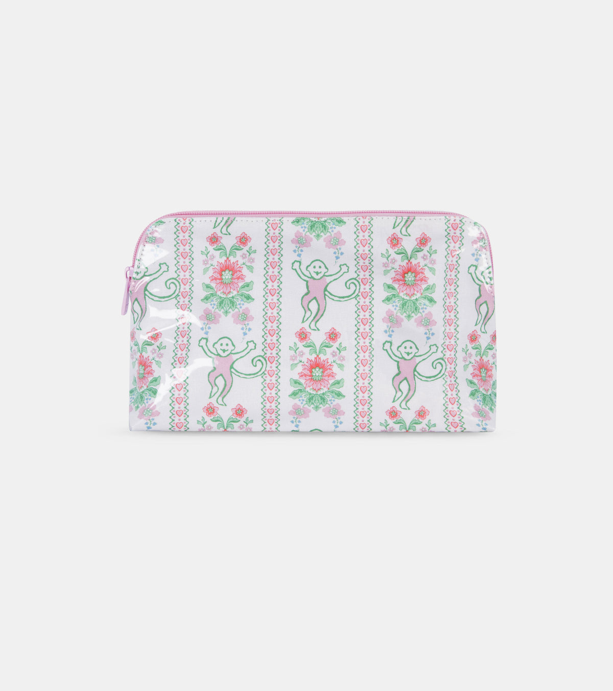 Roller Rabbit x Hill House Large Makeup Bag - Pink Monkey Block Stripe
