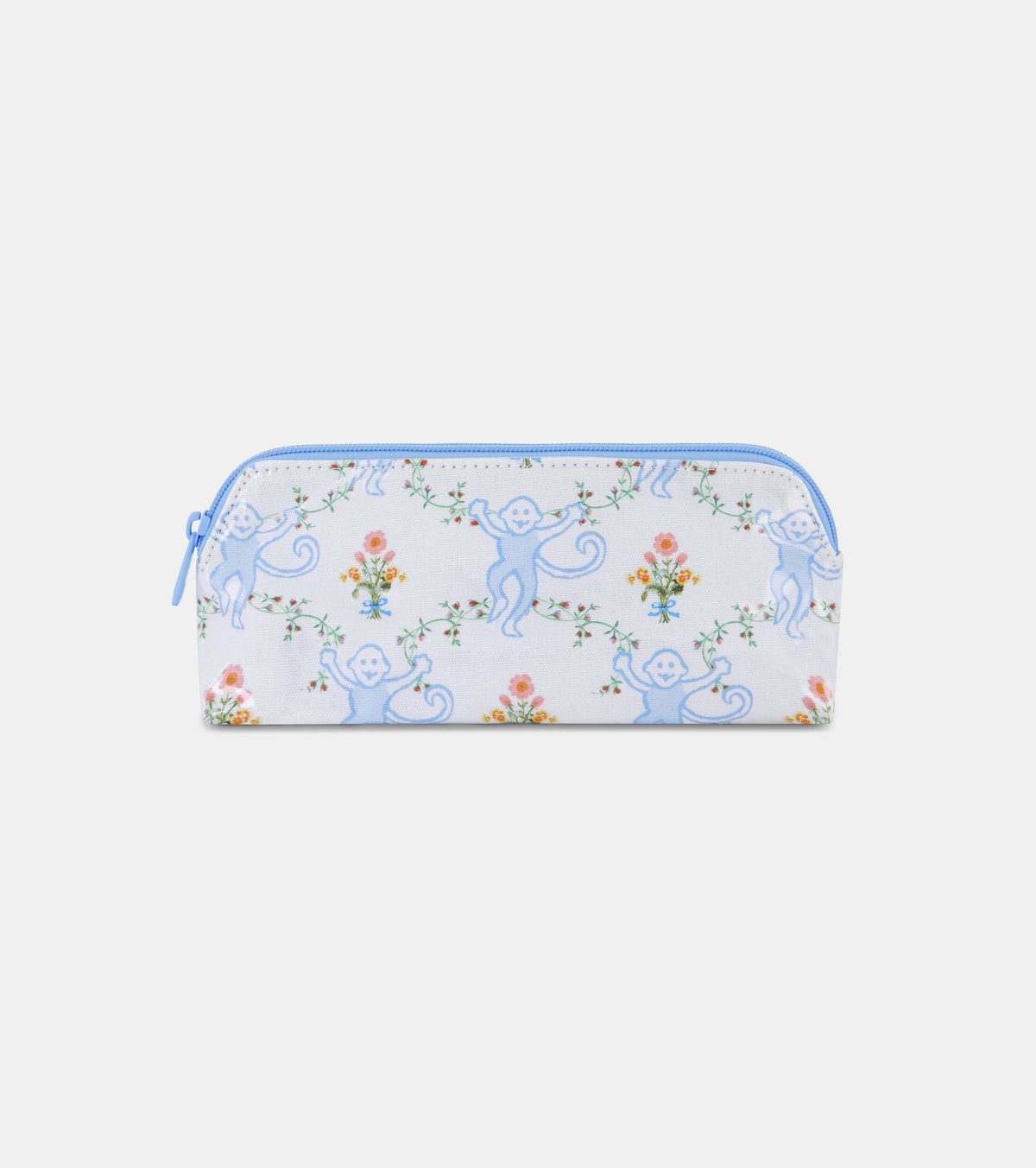 Roller Rabbit x Hill House Small Makeup Bag - Blue Floral Monkey Trellis