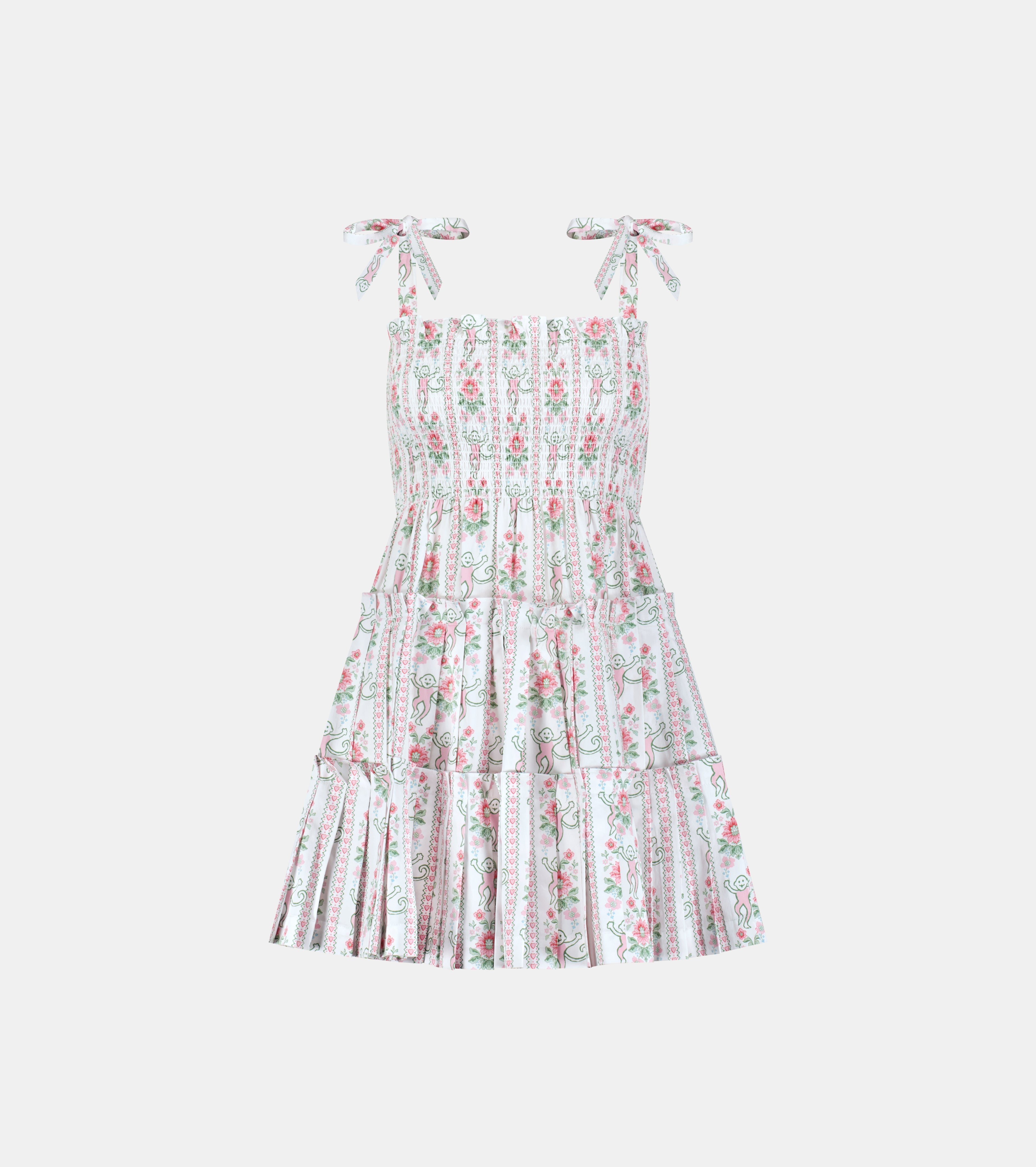 Roller Rabbit x Hill House The Ribbon Charlotte Nap Dress - Pink Monkey Block Stripe