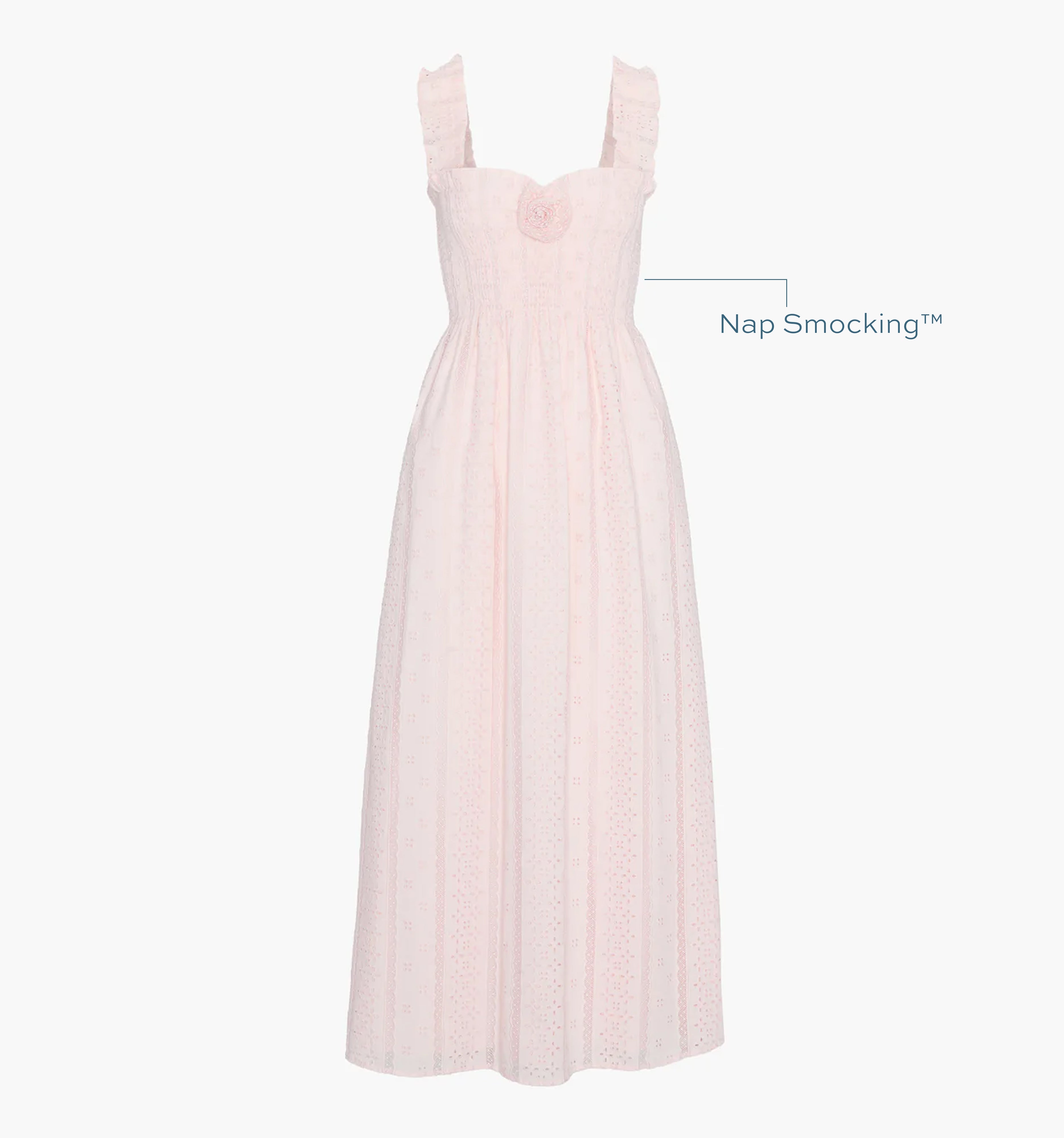 The Rosetta Nap Dress - Pink Broderie Voile