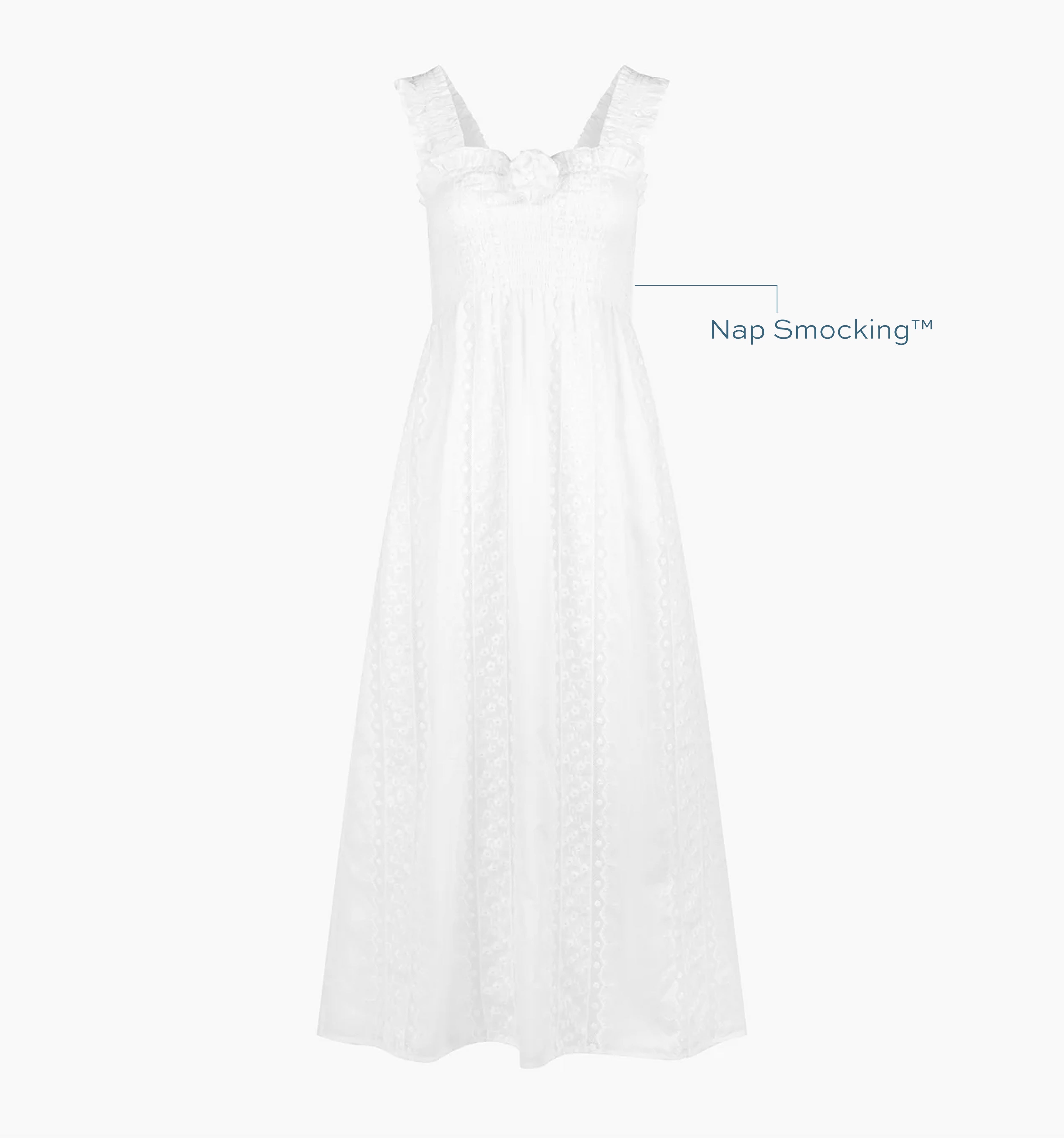 The Rosetta Nap Dress - White Broderie Voile