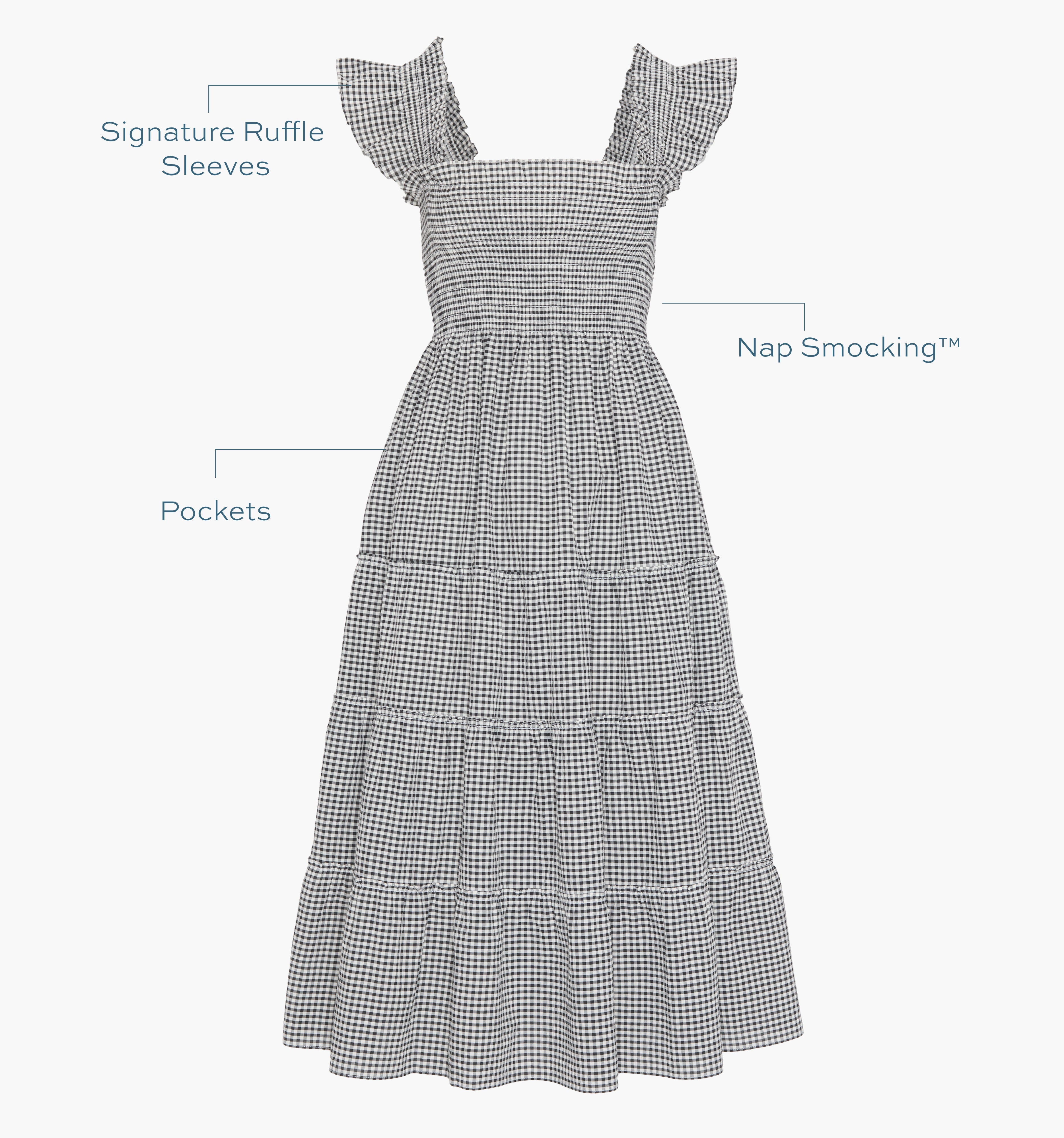 The Ellie Nap Dress - Black/Sand Gingham
