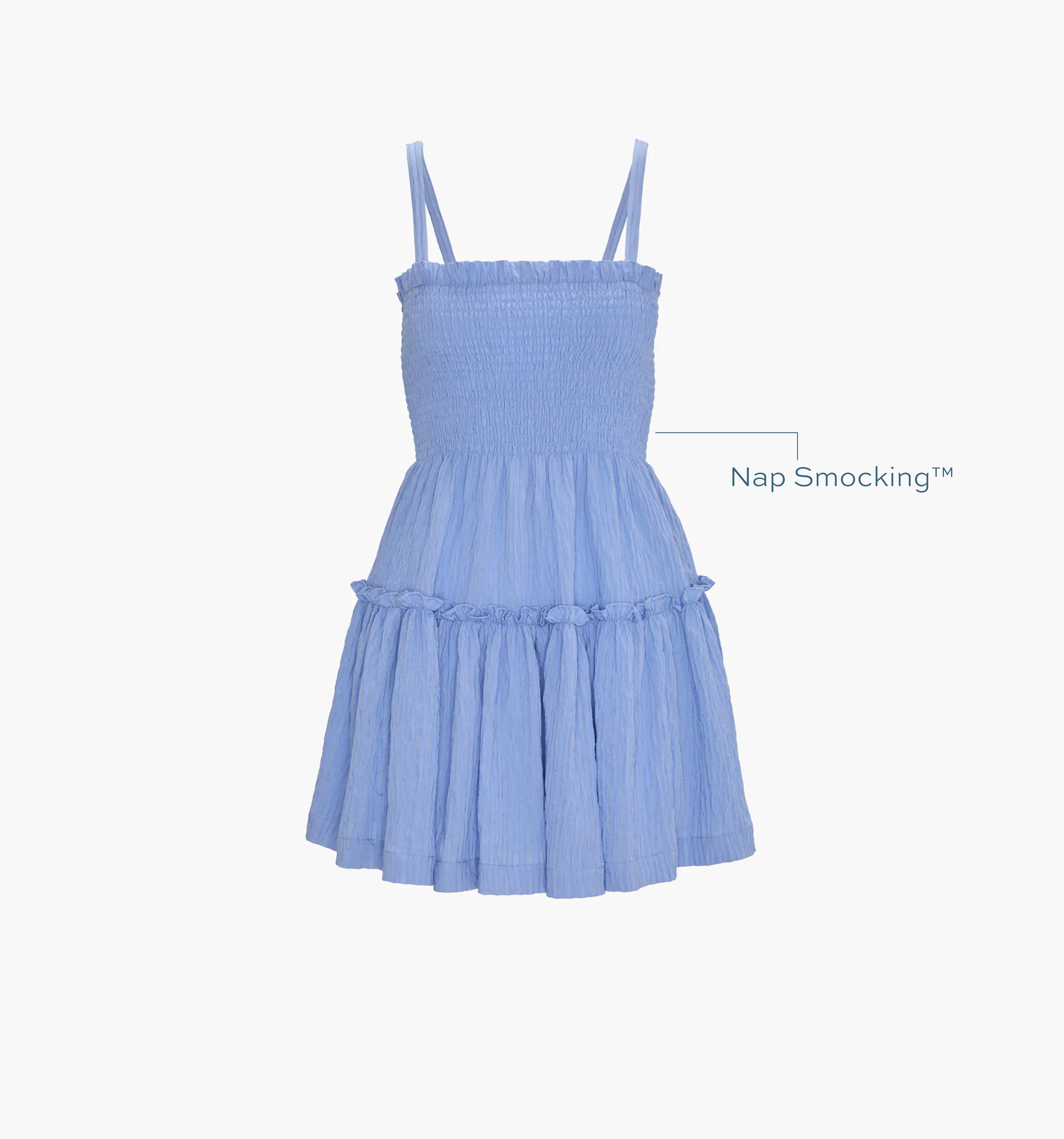 The Seraphina Mini Nap Dress - Bluebird Tonal Seersucker