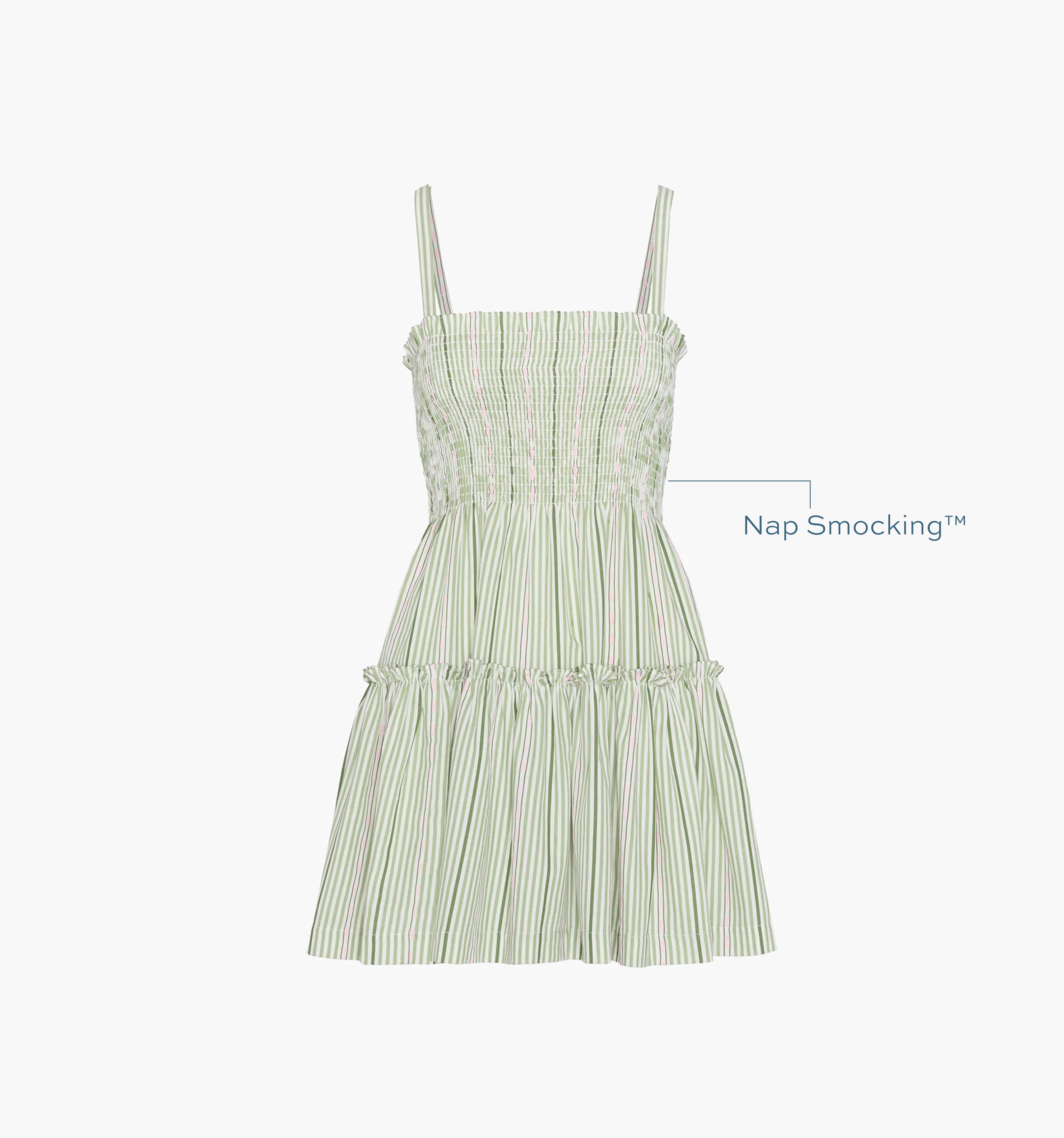 The Seraphina Mini Nap Dress - Green Jacquard Stripe