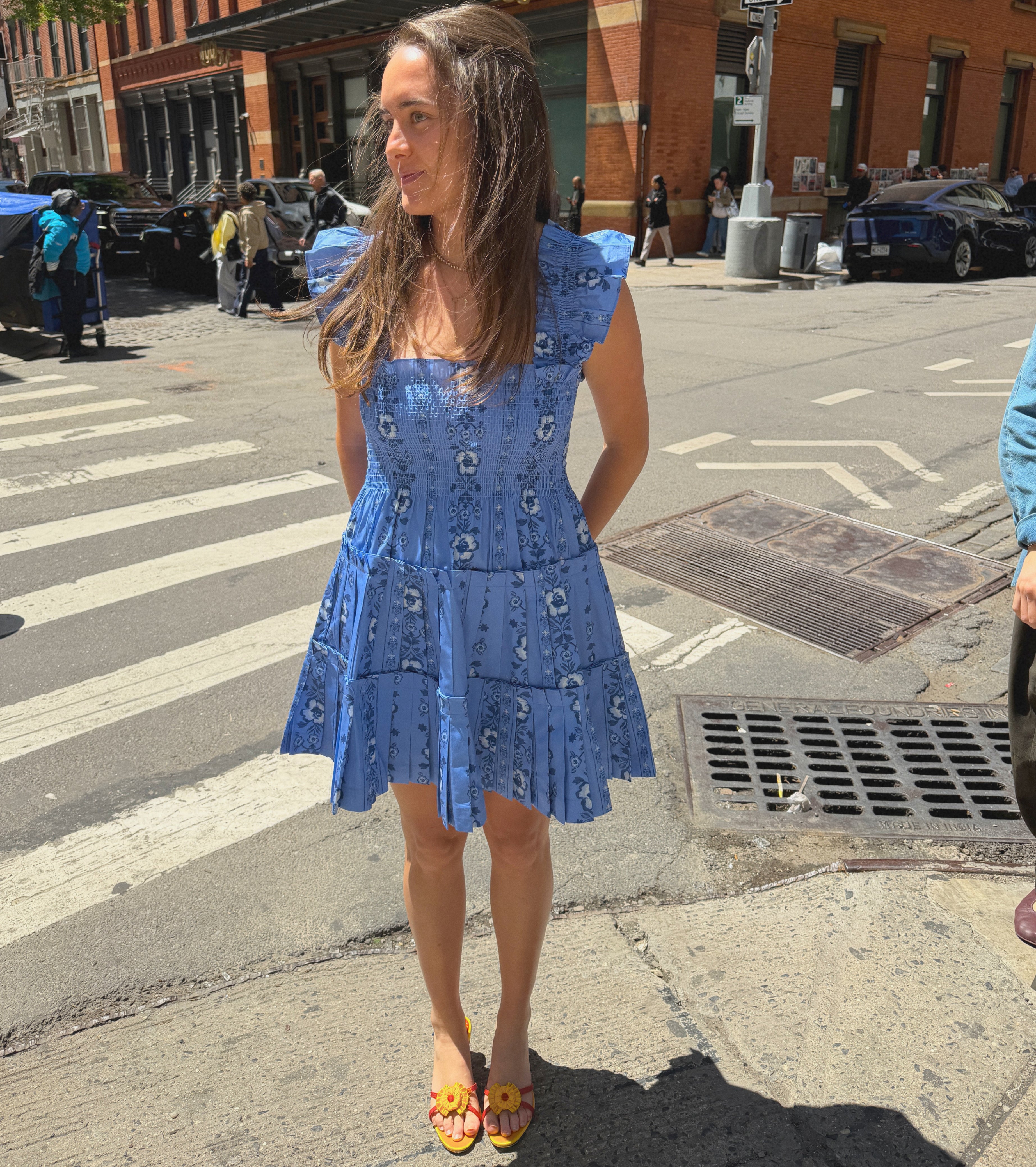 The Charlotte Nap Dress - Blue Arcadia Border
