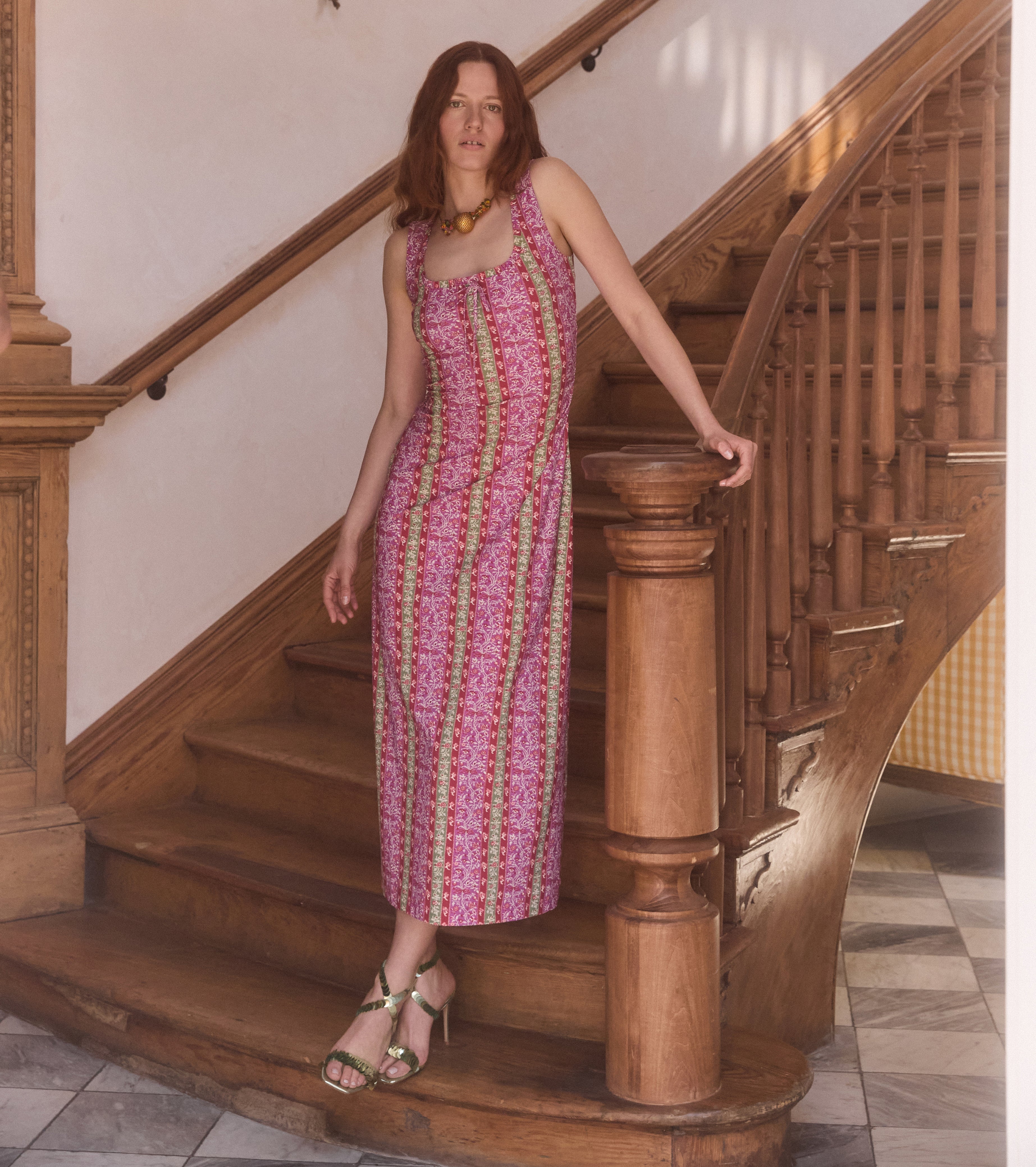 The Coraline Dress - Sunset Etched Floral Stripe