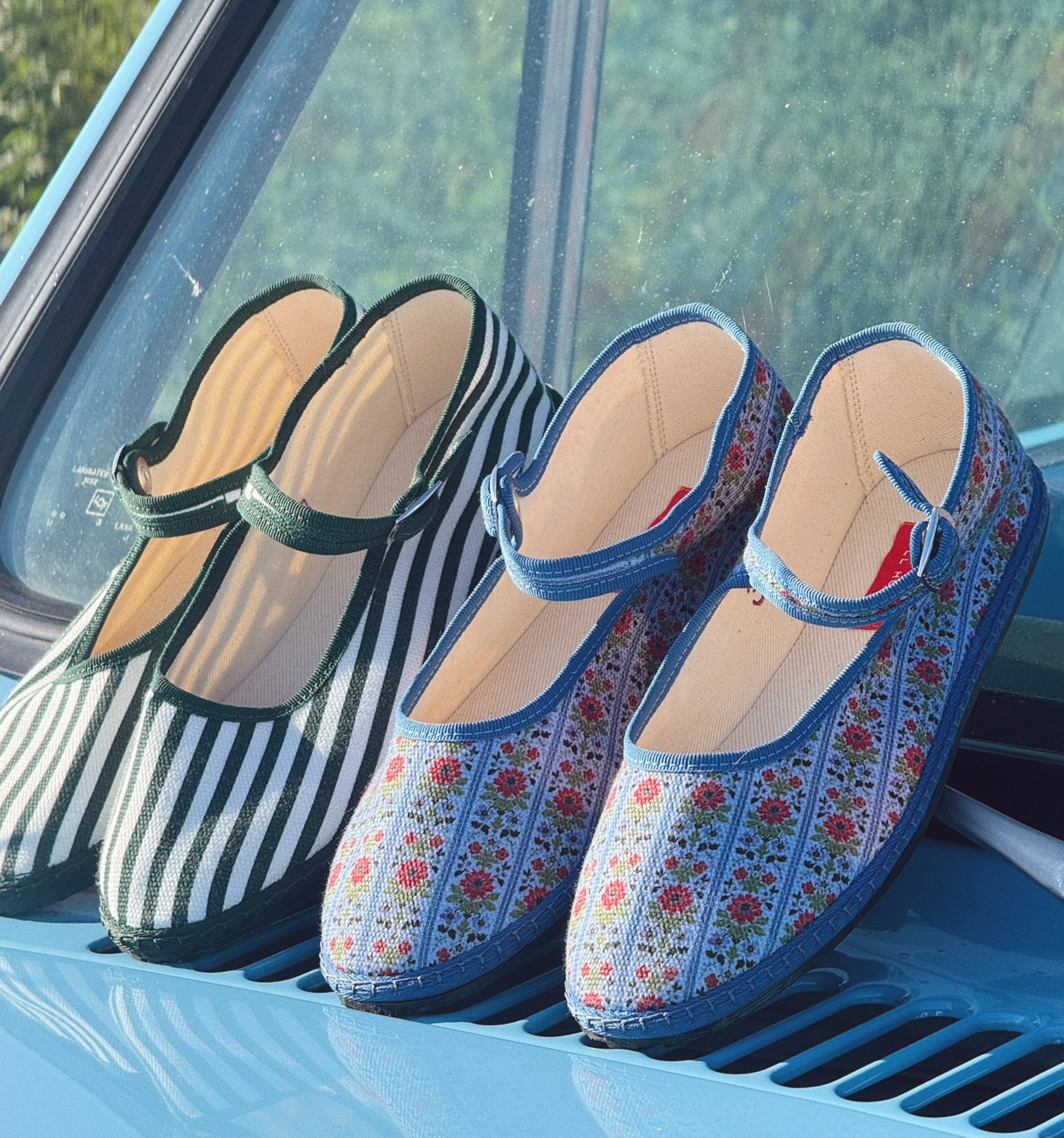 The Hill House x Vibi Venezia Mary Jane Flats - Green Stripe