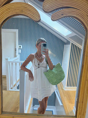 The Hill House x Casa Bombón Sag Tote - Apple Green Jaipur Block